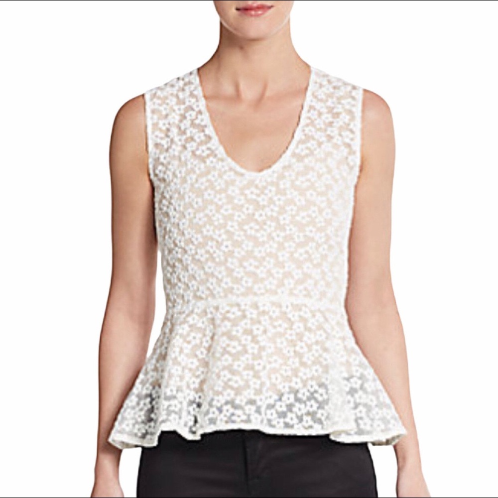 Maje Embroidered peplum Tank